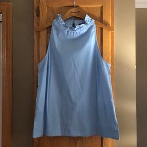 Sleeveless blue/white stripe tie back top